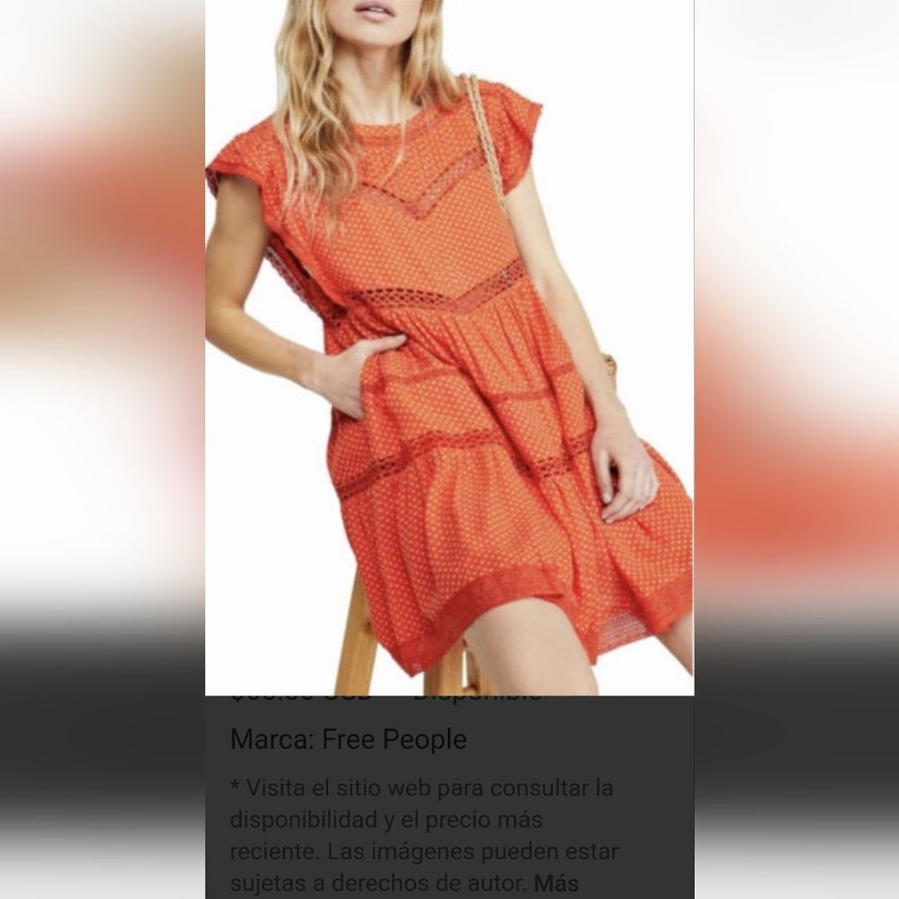 Free People Orange Sleeveless Sundress Mini - Picture 2 of 7